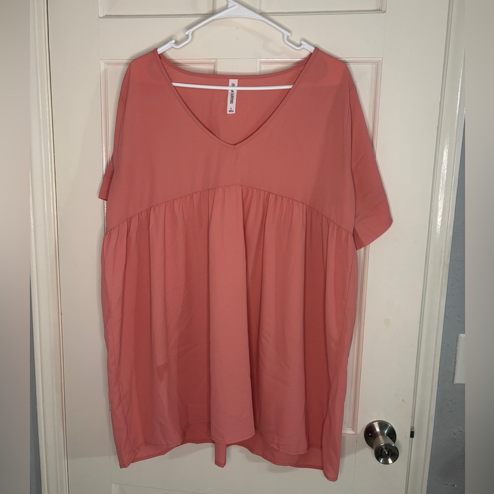 Zenana Outfitters Coral V-Neck Blouse